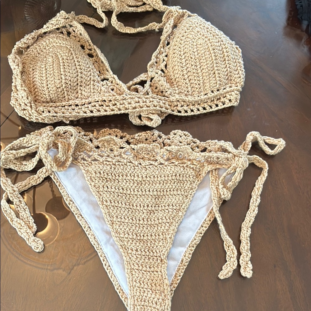Handmade Crochet Bikini Set in Tan